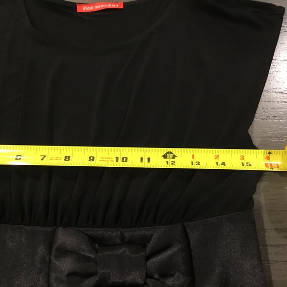 Alain Manoukian Black Satin Bow Dress Size M – Vintage Y2K Parisian Chic - Picture 12 of 13